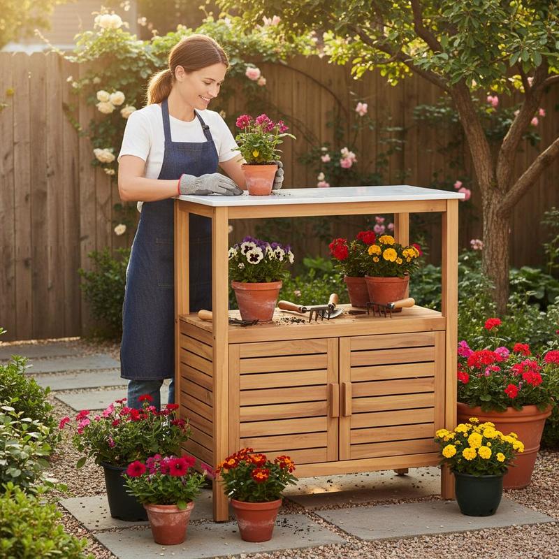 Workbench Woodworking - Bancada de Jardinagem Externa em Madeira