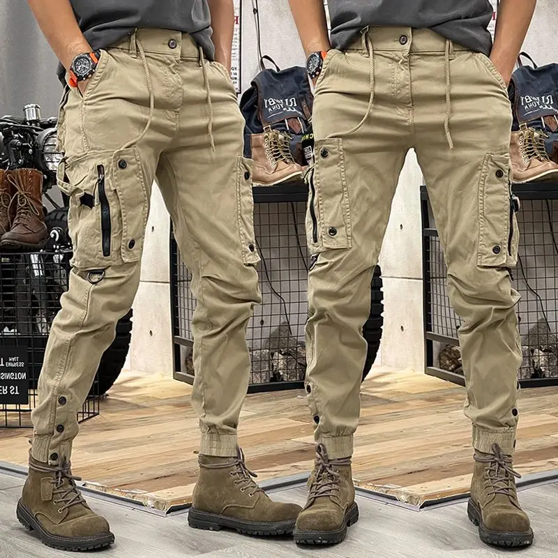 Woodworking Brand - Calça casual masculina de algodão, calça