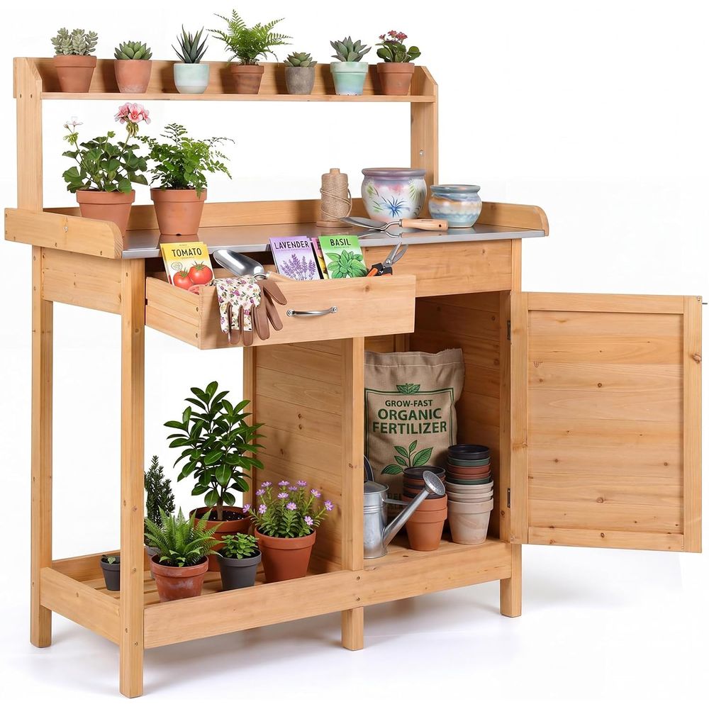 Workbench Woodworking - Mesa de Jardinagem Externa de Madeira