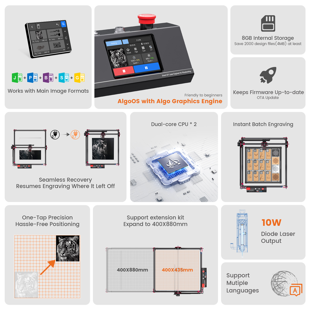 AlgoLaser DIY KIT MK2 10W Grav - Woodworking Logo avaliação e preço